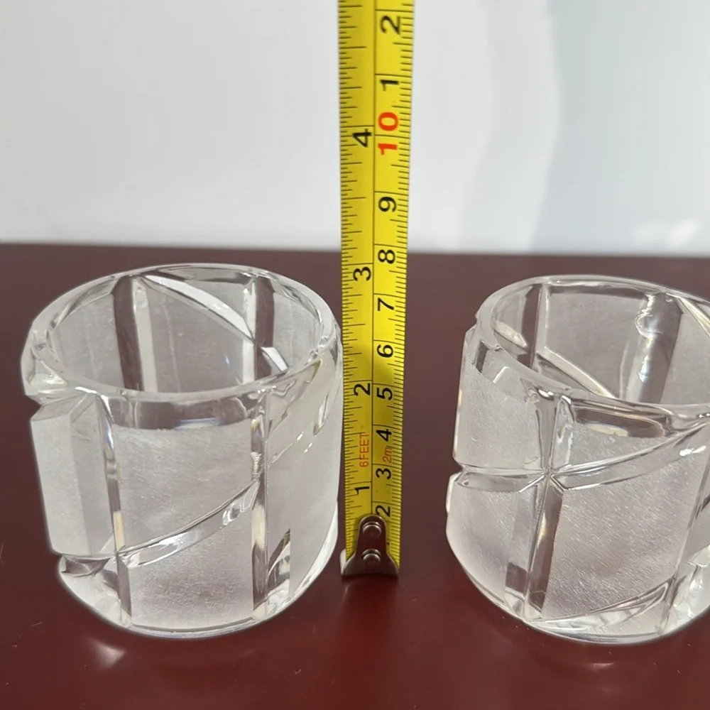 Vintage Pair of Frosted 24% Lead Crystal Votive / Tea Light Candle Holders-USA